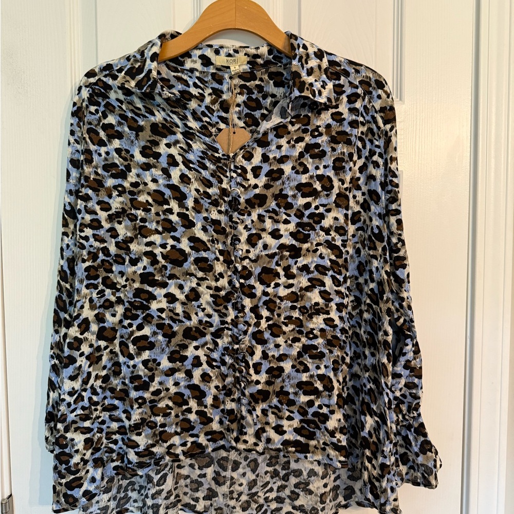 Kori leopard print button up shirt